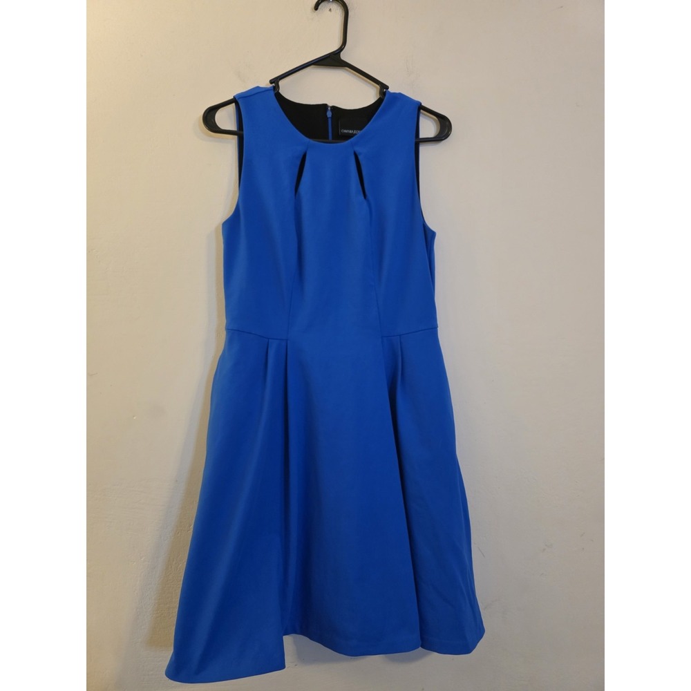 Cynthia Rowley Size Medium Blue Fit & Flare Stretch Dress Back Zipper Cut Out's